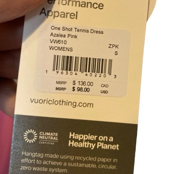 NWT Vuori Pink Azalea One Shot Women's Tennis Dress - Picture 5 of 5